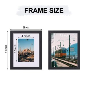 Vittanly 8x10 Picture Frames Set of 9, Display 5x7 Pictures with Mat or 8x10 without Mat, Collage Frames for Wall or Tabletop, Engineered Wood, Black