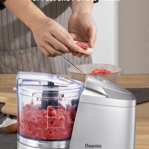 1.5-Cup One-Touch Electric Food Chopper, 100W Mini Food Processor Meat Grinder, Mix, Chop, Mince and Blend Vegetables, Fruits, Nuts, Meats, Stainless Steel Blade (Silver)