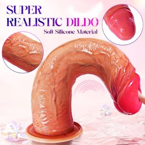 Realistic Dildo Sex Toys for Adults, 8 inch Silicone Dildos Sex Toy with 10 Vibration Modes, Thick Anal Dildo with Strong Suction Cup, Vibrating Dildo Sex Toy for Woman for G-Spot with Remote Control