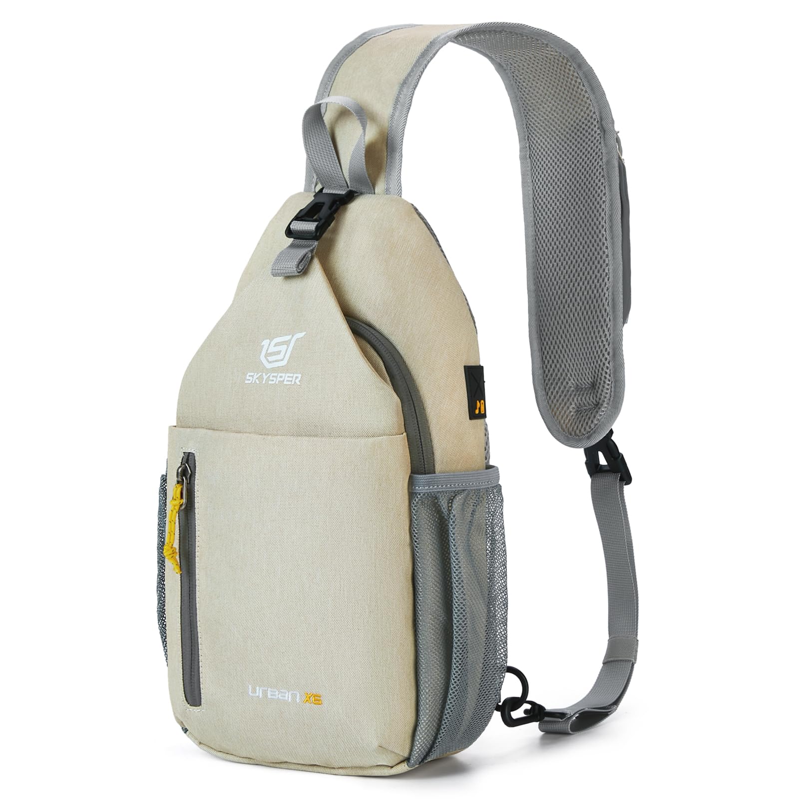 SKYSPER Sling Bag Crossbody Backpack - Chest Shoulder Cross Body Bag Travel Hiking Casual Daypack for Women Men(Beige)