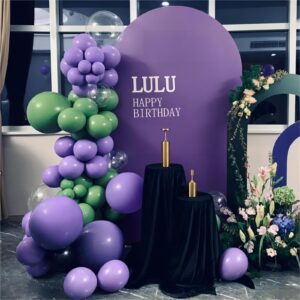 150pcs Purple Balloons Different Sizes Pack, 18 12 10 5 Inch Party Balloon Garland Arch Kit for Birthday Gender Reveal Baby Shower Graduation Party Supplies(With 2 Ribbons)