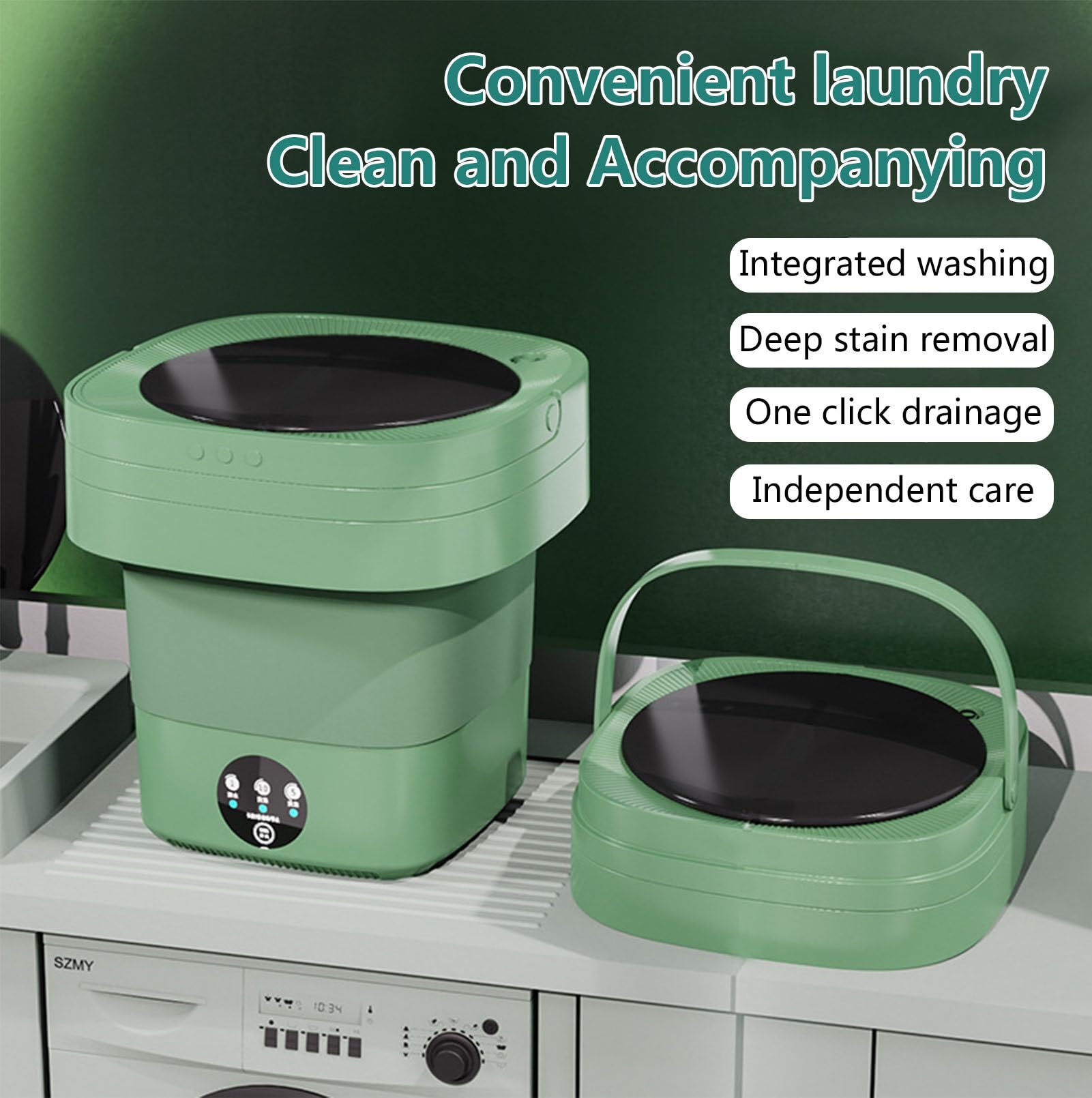 Portable Mini Washing Machine, Mini Washer 6L High Capacity with 3 Modes Deep Cleaning for Underwear, Baby Clothes, or Small Items, Foldable Washing Machine with Spin Dryer-Apartment, Dorm, Camping, RV Travel laundry