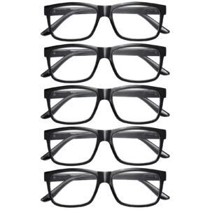 aimisuv 5 pack reading glasses for women men - blue light blockinguv filter computer readers,anti eyestrain eyeglasses (light black, 1.50, x)