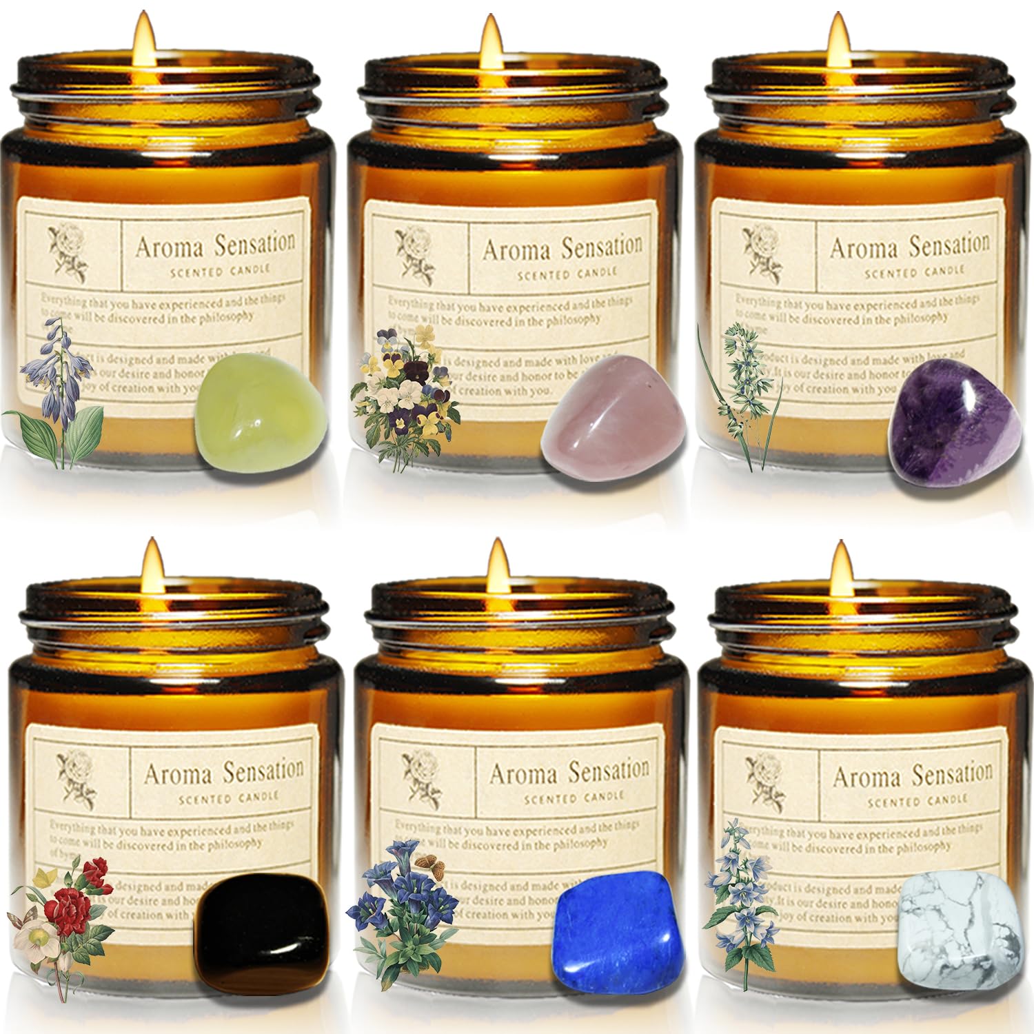 New Scented Candles Gifts Set for Women- Aromatherapy Candles Set, Upgraded 6 Pack Natural Crystals Candle, Soy Wax for Home Decor, Special Gifts Set for Mother's, Birthday, Valentine, Christmas Day