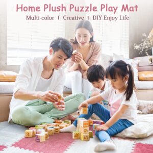 12pcs Plush Interlocking Foam Mat, Shaggy Puzzle Play Flooring, Fuzzy Carpet Tiles, 12x12inch Square Area Rugs for Bedroom Playroom(Color:Pink+Gray)