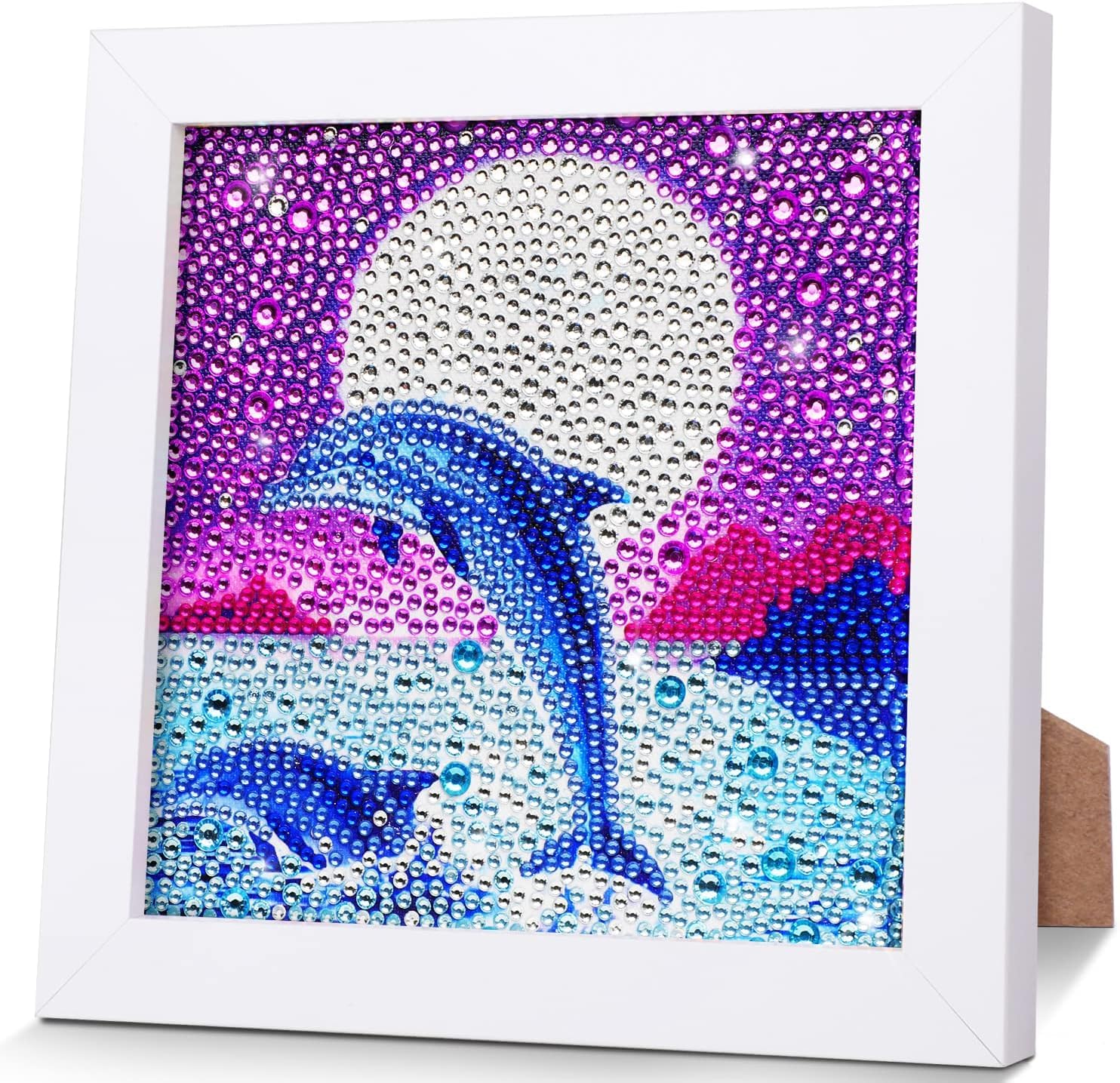 5D Diamond Painting Kits for Kids, Diamond Painting Kits Animals with Wooden Frame, Dolphin Diamond Painting Kits for Beginners, Girls, Adults, Diamond Painting Pictures, Arts Craft for Home Decor