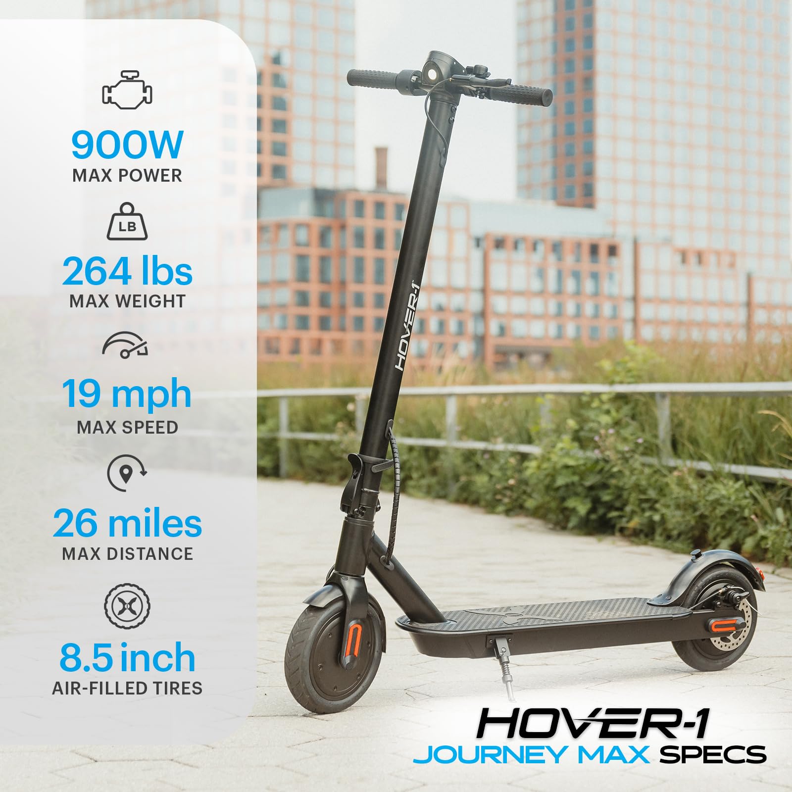 Hover-1 Journey Max Adult Electric Scooter with 700W Brushless Dual Motor Hill Climber, 19 mph Max Speed, and 26 Mile Range