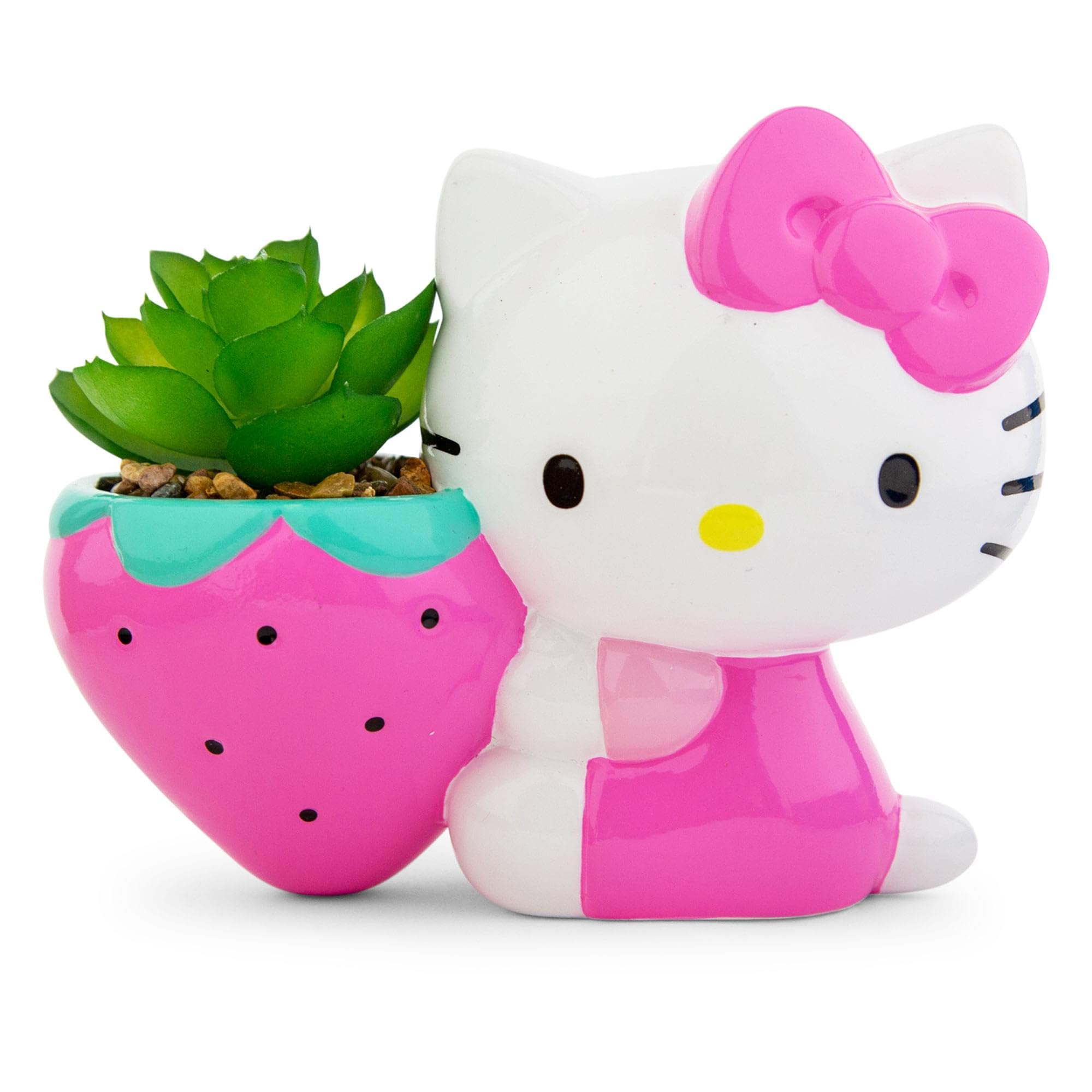 Toynk Sanrio Hello Kitty Strawberry 5-Inch Planter with Artificial Succulent