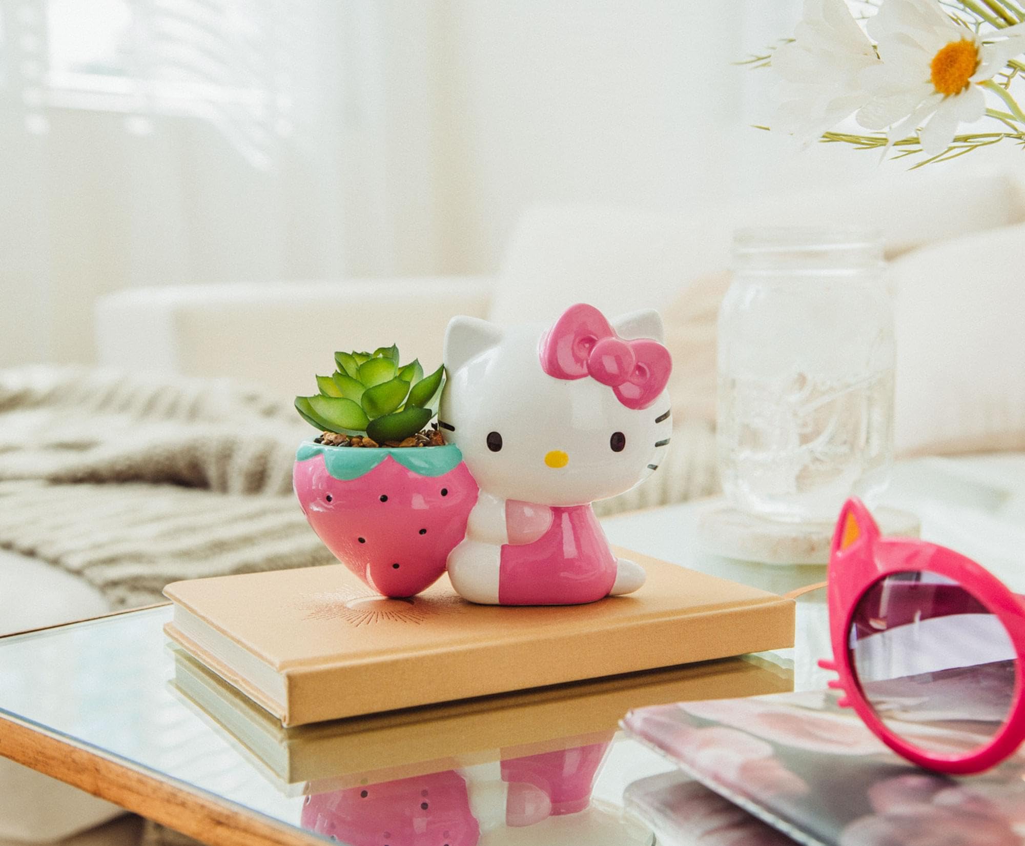 Toynk Sanrio Hello Kitty Strawberry 5-Inch Planter with Artificial Succulent