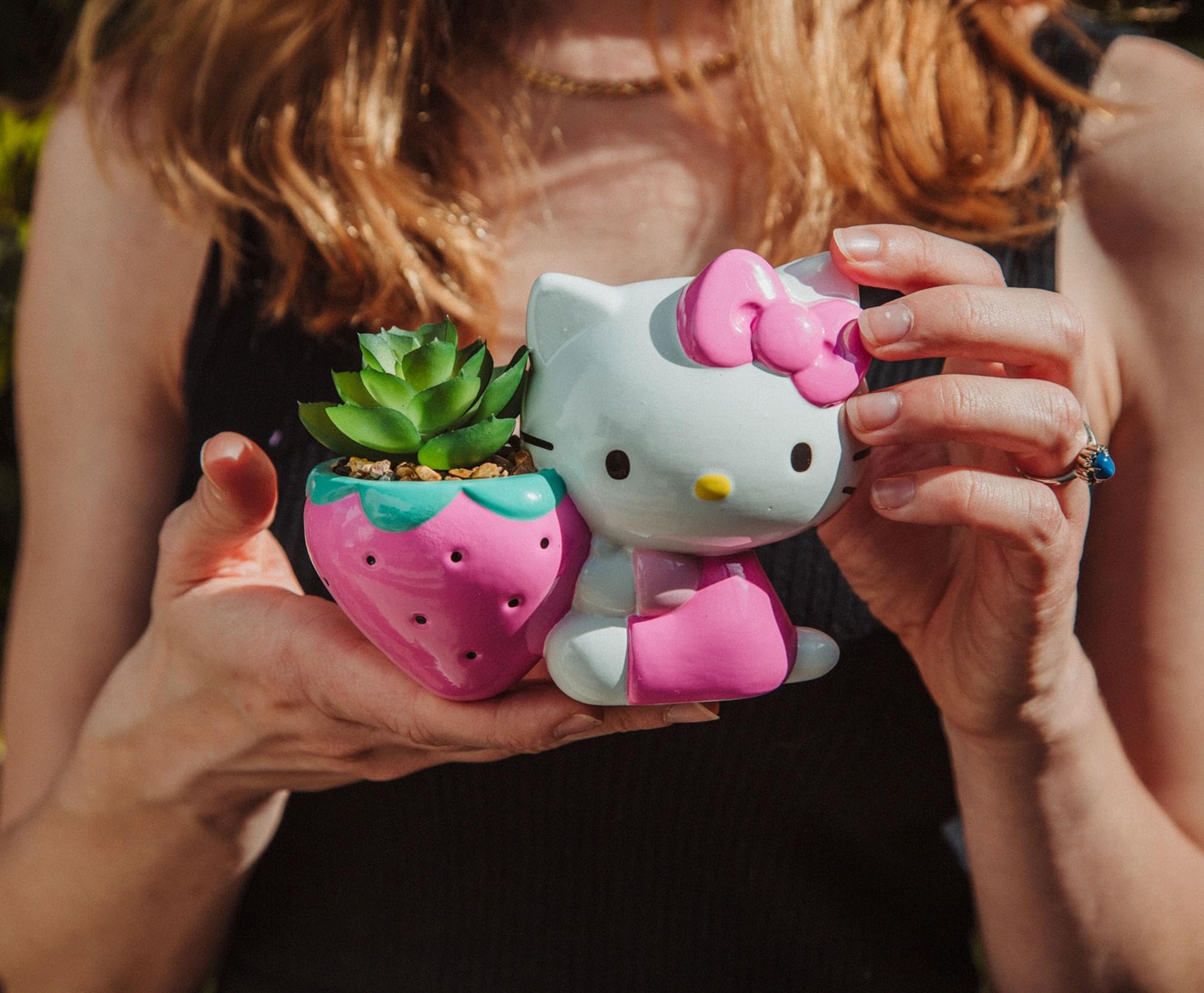 Toynk Sanrio Hello Kitty Strawberry 5-Inch Planter with Artificial Succulent