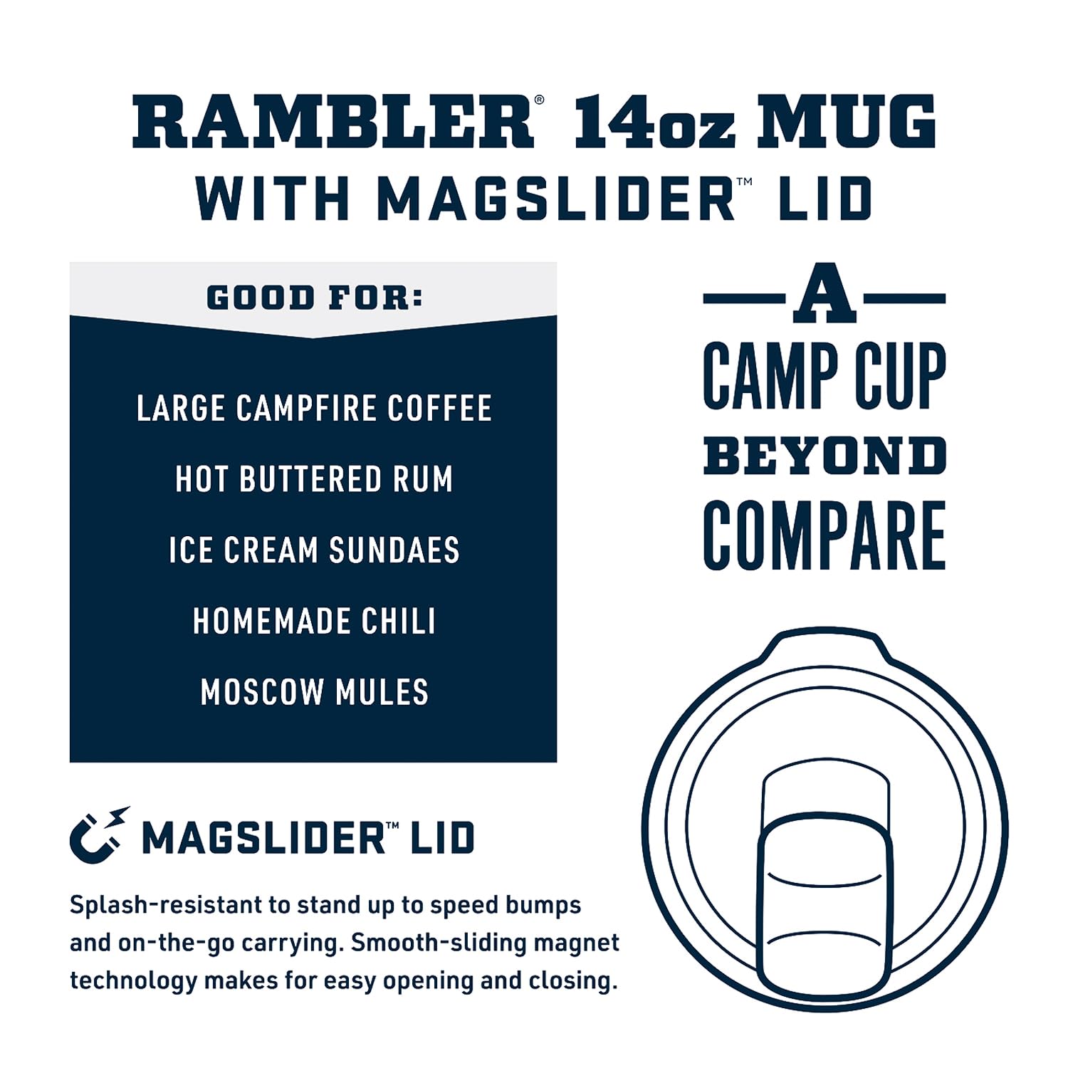 YETI Rambler 14 oz Stackable Mug, Vacuum Insulated, Stainless Steel with MagSlider Lid, Charcoal