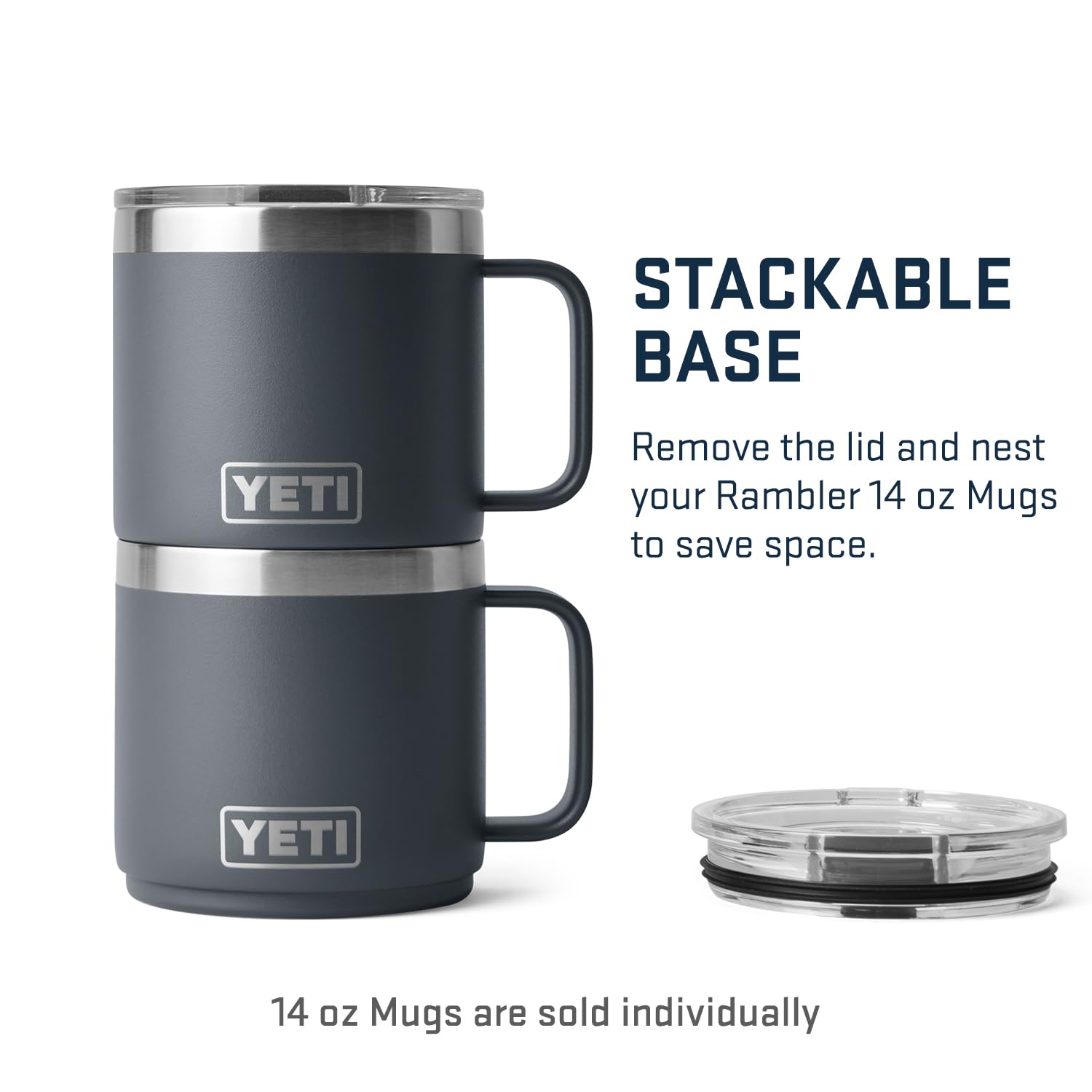 YETI Rambler 14 oz Stackable Mug, Vacuum Insulated, Stainless Steel with MagSlider Lid, Charcoal