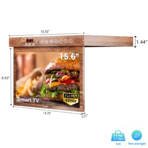 SYLVOX Kitchen TV,15.6 inch Under Cabinet TV, Televison for Kitchen, Smart TV Built-in APP Store, Support WiFi Bluetooth, 1080P Small TV for RV Camper, Bedroom, Boat