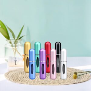 QMET Refillable Perfume Atomizer Travel,8Pcs 5ML Portable Mini Pocket Perfume Atomizer Bottle Spray for Women Mens Small Mister Spray Bottle for Travel Accessories