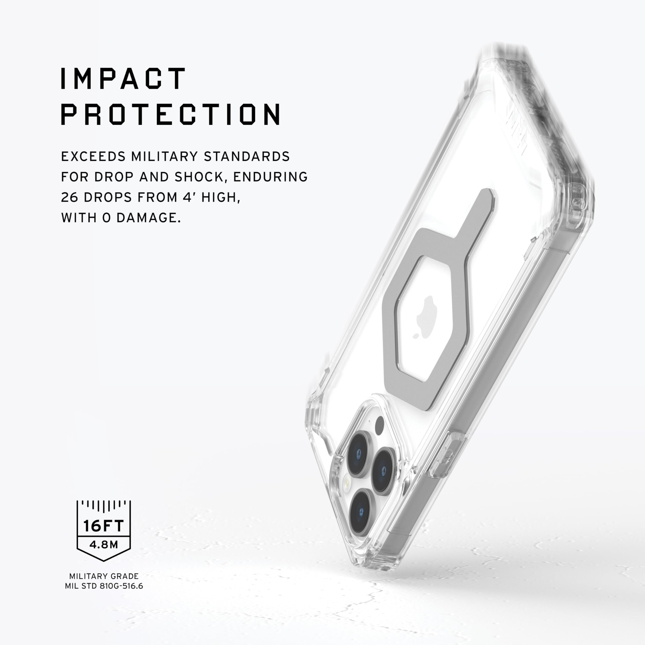 URBAN ARMOR GEAR UAG [Updated Ver] Compatible with iPhone 15 Pro Max Case 6.7" Plyo Ice/Silver Built-in Magnet Compatible with MagSafe Charging Rugged Anti-Yellowing Transparent Clear Protective Cover