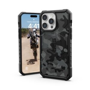 urban armor gear uag case [updated ver] compatible with iphone 15 pro max case 6.7" pathfinder se midnight camo built-in magnet compatible with magsafe charging rugged mil-std protective cover