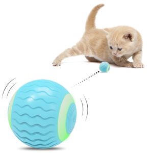 pakoo interactive cat toys ball with led lights, smart 360° automatic rolling kitten toys with type-c charge, best gift for your cat/kitty