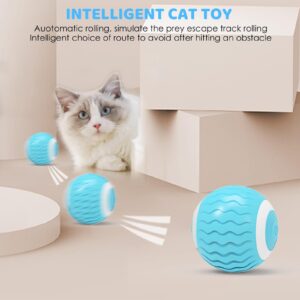 Pakoo Interactive Cat Toys Ball with LED Lights, Smart 360° Automatic Rolling Kitten Toys with Type-C Charge, Best Gift for Your Cat/Kitty