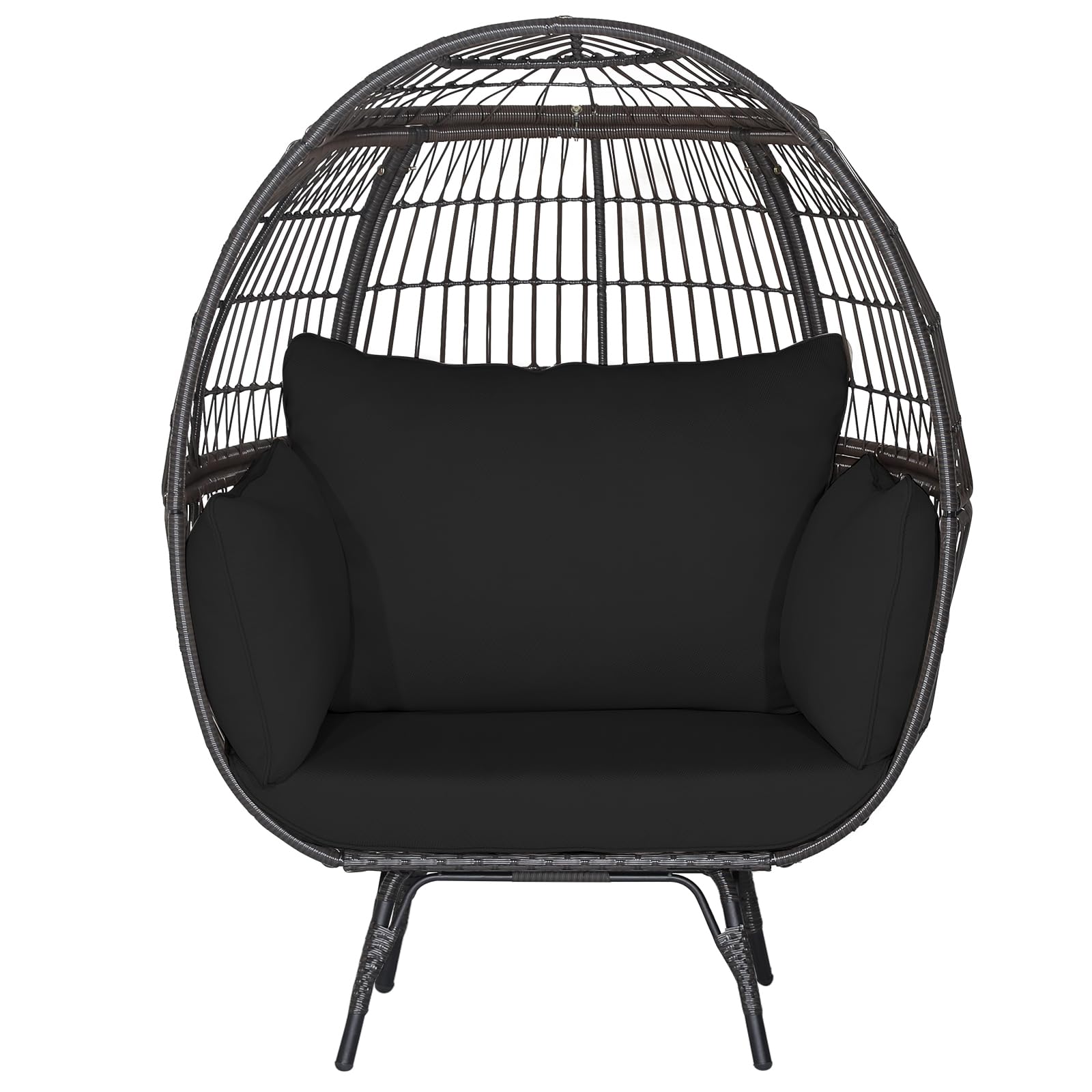 Giantex Oversized Wicker Egg Chair, Outdoor & Indoor Hammock Chair with Thick Cushions, 2-Person PE Rattan Lounge Chair Swing Chair for Patio, Backyard,Porch, 450 LBS Weight Capacity (Black)