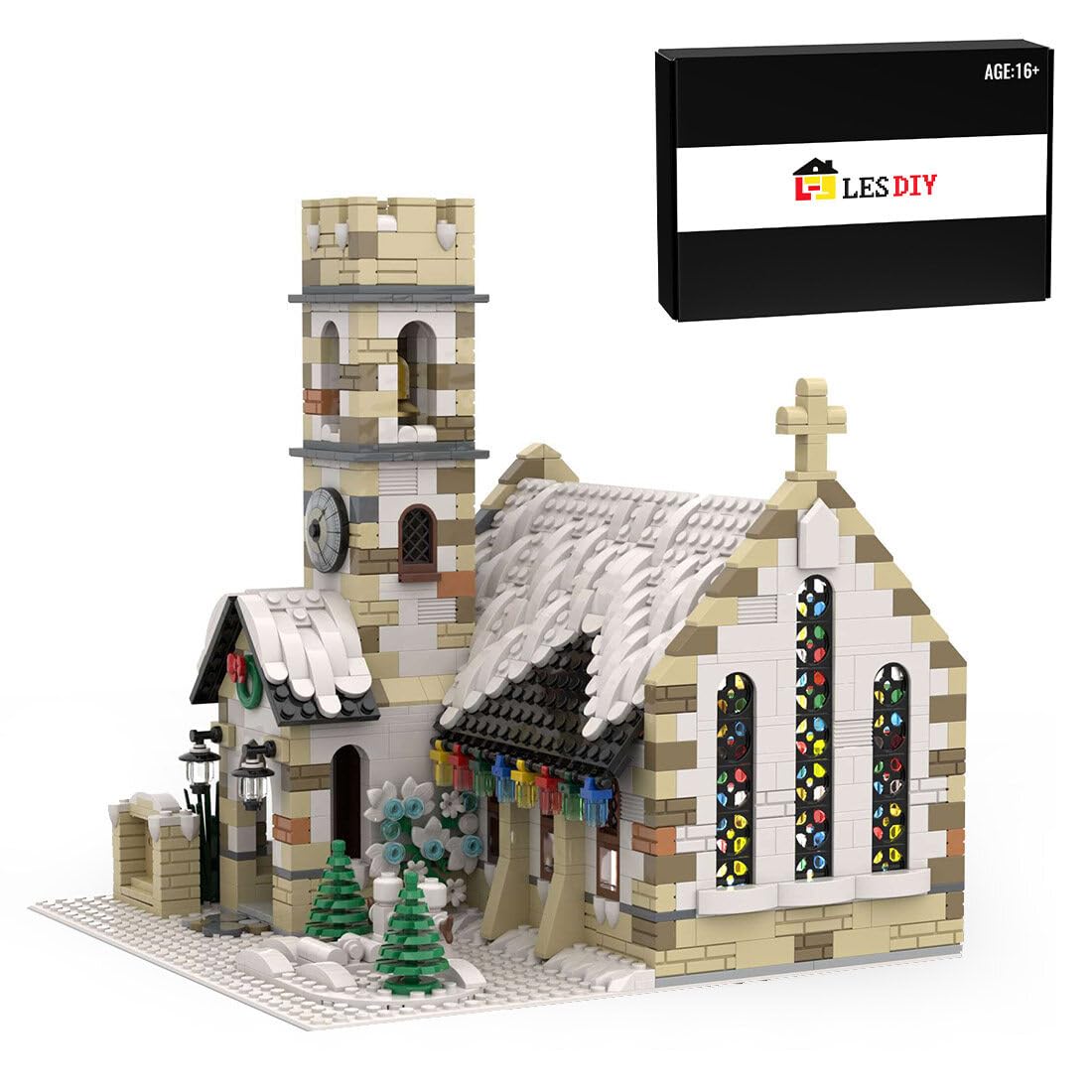 KAROYD Modular Winter Country Church Building Kit, Christmas Series Building Blocks Set (1,808PCS)