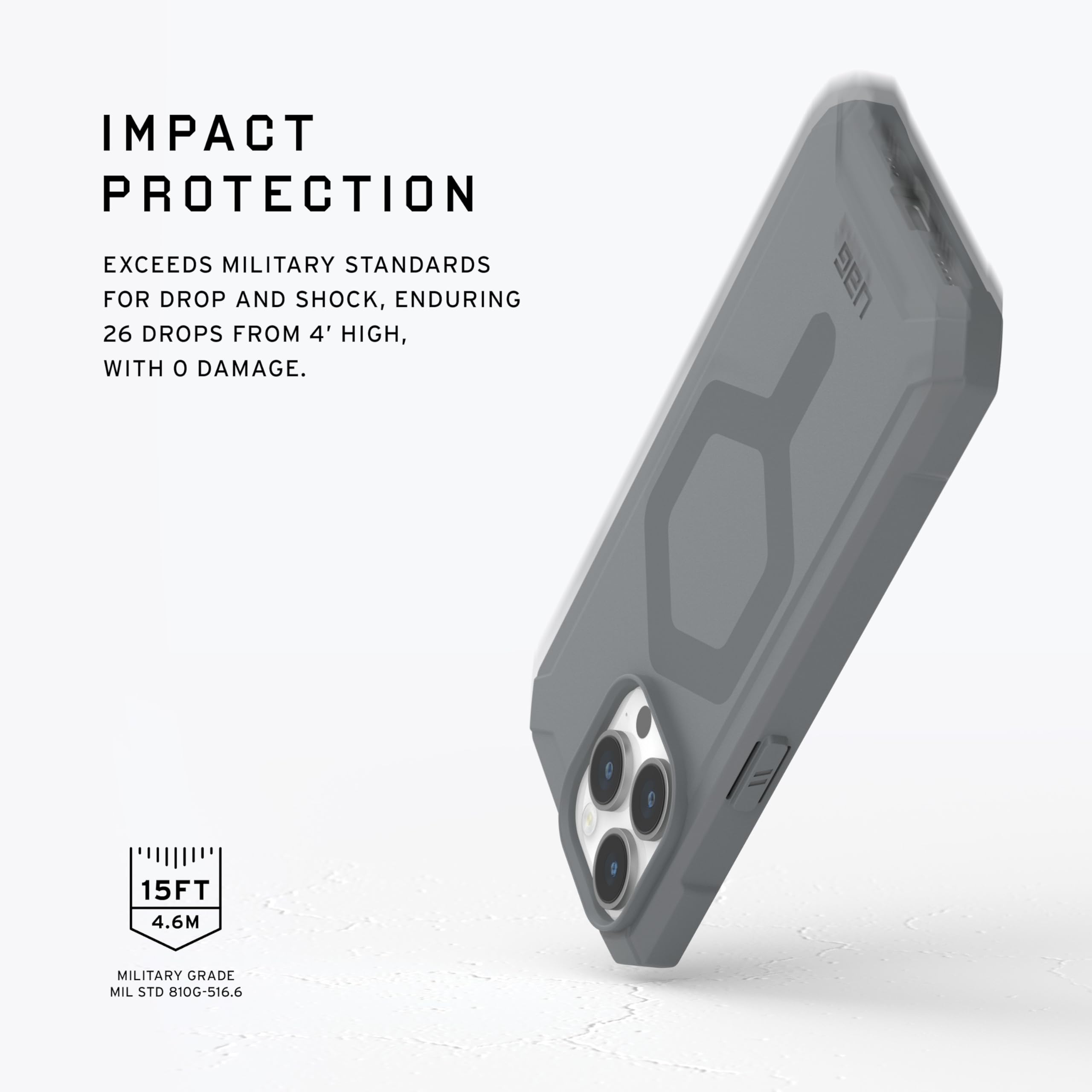 URBAN ARMOR GEAR UAG Case [Updated Version] Compatible with iPhone 15 Pro Max Case 6.7" Essential Armor Silver Built-in Magnet Compatible with MagSafe Charging Rugged Military Grade Protective Cover