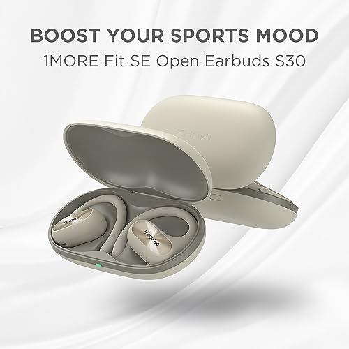 1MORE Fit SE S30 Open Ear Earbuds, Sports Earbuds Split Design with Ear hooks, Bluetooth 5.3 Headphones with 4 Microphones for Clear Calls, IPX5, 30-Hour Playtime, Wireless Earbuds, White