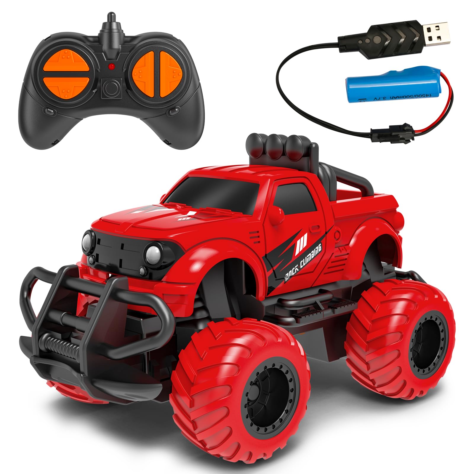 Remote Control Car Toddler Toys Age 2-4, 1:43 Scale Rechargable RC Car Toys for Boys 3-5 Year Old, Gifts for 2 3 4 5 Year Old Boys Girls Birthday, 2.4 GHz RC Truck Toy Vehicle for Kids, Red