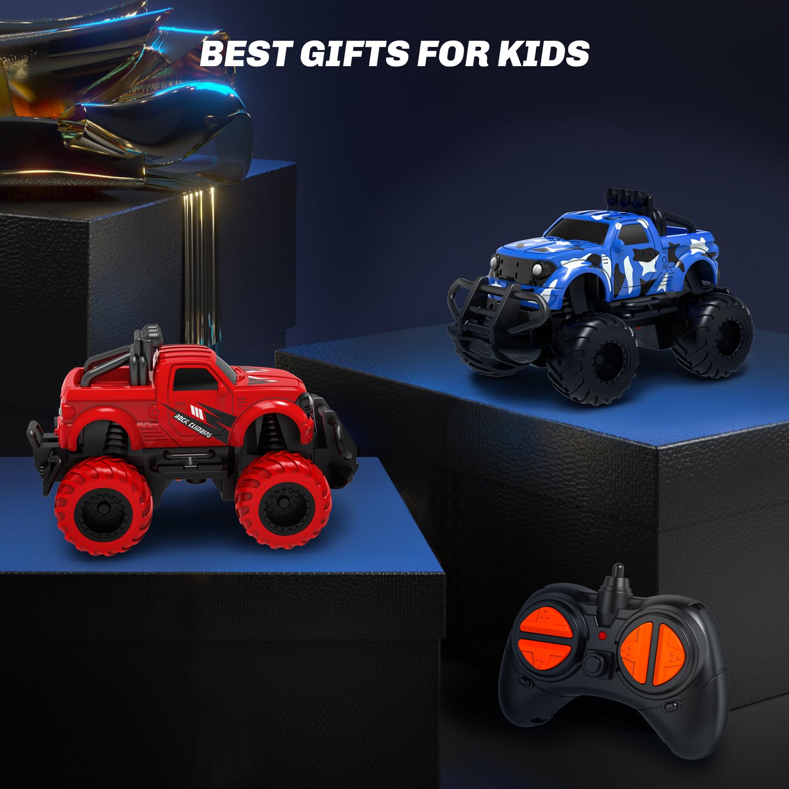 Remote Control Car Toddler Toys Age 2-4, 1:43 Scale Rechargable RC Car Toys for Boys 3-5 Year Old, Gifts for 2 3 4 5 Year Old Boys Girls Birthday, 2.4 GHz RC Truck Toy Vehicle for Kids, Red