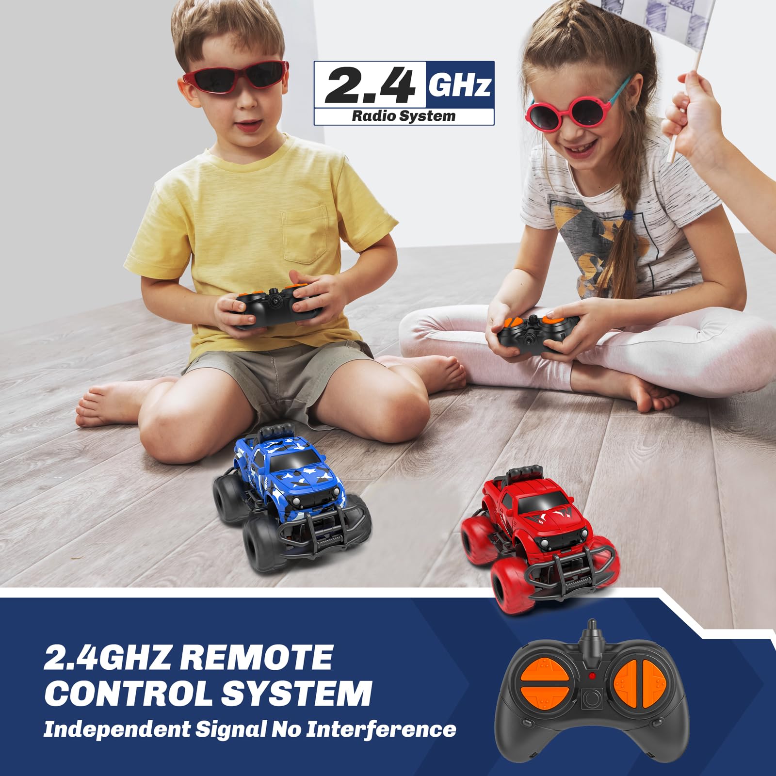 Remote Control Car Toddler Toys Age 2-4, 1:43 Scale Rechargable RC Car Toys for Boys 3-5 Year Old, Gifts for 2 3 4 5 Year Old Boys Girls Birthday, 2.4 GHz RC Truck Toy Vehicle for Kids, Red