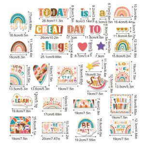 Today is A Great Day Bulletin Board Set Boho Rainbow Bulletin Board Borders Heart Star Bohemian Rainbow Cutouts with Glue Points for Classroom School Office Home Wall Decoration