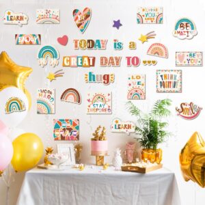 Today is A Great Day Bulletin Board Set Boho Rainbow Bulletin Board Borders Heart Star Bohemian Rainbow Cutouts with Glue Points for Classroom School Office Home Wall Decoration