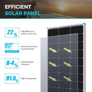 Renogy 200 Watt 12 Volt Monocrystalline Solar Panel Starter 20A Rover MPPT Charge Controller/Mounting & Bluetooth Module RJ12 Communication Port Compatible Rover/Wanderer