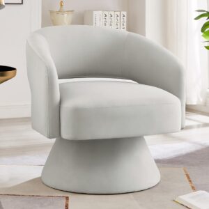 24kf modern 360 degree swivel accent chair armchair, comfy velvet barrel chair for living room bedroom,round swivel accent chair corner chair for nursery-gray