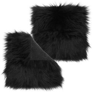 sibba fur faux locker fabric rug polyester yard pre cut artificial craft costume double side square crafting strips liners set plush precut fluffy cloth photography cosplay outdoor(black,30 cm)