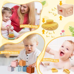 FEBALHS Montessori Baby Toys for 6+ Month Old, 4 in 1 Montessori Toys 6 to 12 months with Baby Stacking Toys, Baby Sensory Toys for 1 Year Old Boy Girl Infant Toddler Toys Gifts Birthday Gifts