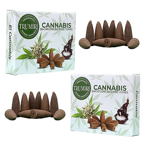 Cannabis Backflow Incense Cones - Total 20 Incense Cones Waterfall - Dual Pack of 10 Incense Backflow Cones - Waterfall Incense Cones - Incense Waterfall Cones