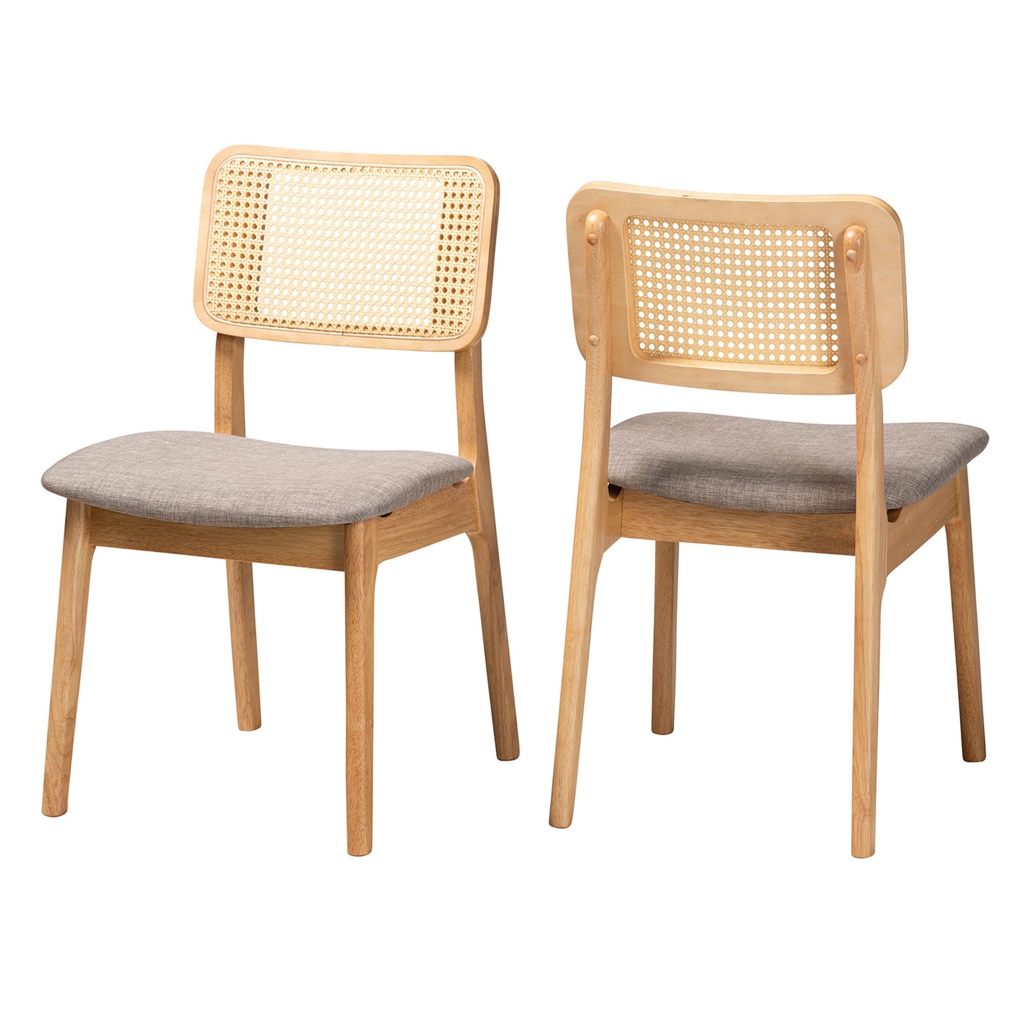 Baxton Studio Dannon Dining Chairs, Set of 2, Grey/Natural Oak/Light Brown