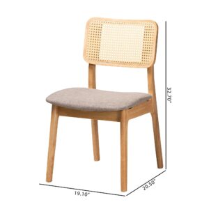 Baxton Studio Dannon Dining Chairs, Set of 2, Grey/Natural Oak/Light Brown