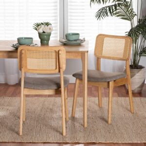 Baxton Studio Dannon Dining Chairs, Set of 2, Grey/Natural Oak/Light Brown