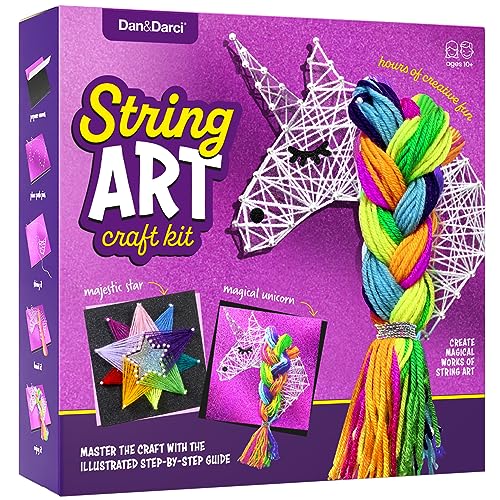 Dan&Darci Art Craft Kit for Kids - Unicorn & Star String Art Set for Girls & Boys Ages 8-12 - Arts and Crafts Gifts