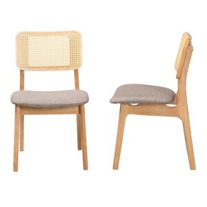 Baxton Studio Dannon Dining Chairs, Set of 2, Grey/Natural Oak/Light Brown