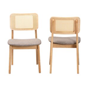 Baxton Studio Dannon Dining Chairs, Set of 2, Grey/Natural Oak/Light Brown