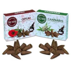 Backflow Incense Cones - Combo Pack of 20 Incense Cones Waterfall - 10 Opium + 10 Cannabis - Incense Backflow Cones - Waterfall Incense Cones - Incense Waterfall Cones