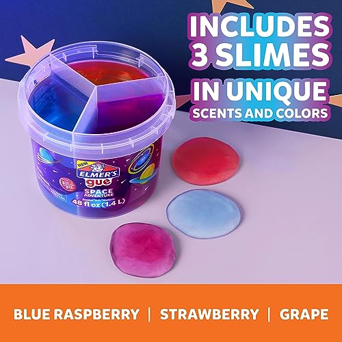 Elmer’s Gue Premade Slime Bucket, Space Adventure Theme, Includes 3 Lb. Bucket with 3 Types of Slime and 3 Sets of Add-ins