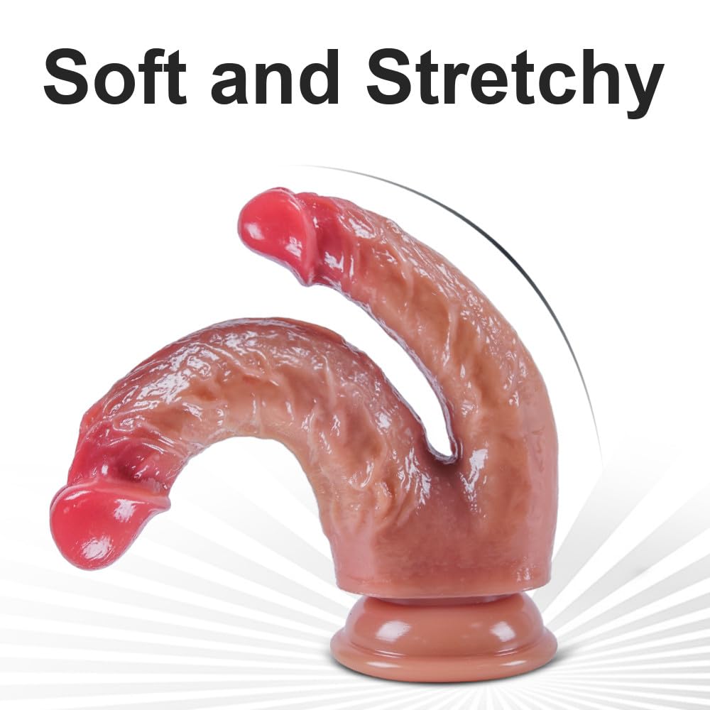 8.3 Inch Big Realistic Double Ended Dildo,Soft Liquid Silicone Double Sided Dildo, Suction Cup for Play, Flexible Dildo Headed with Curved Shaft for Vaginal G-spot and Anal Play lesbian