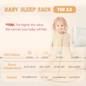 Yoofoss Baby Sleep Sack 12-18 Months TOG 2.5 Winter Baby Wearable Blanket, 100% Cotton Toddler Sleeping Sack 2-Way Zipper Warm Quilted Sleepsack