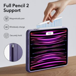 ESR for iPad Pro 12.9 Case (6th/5th Generation, 2022/2021), Removable Magnetic Cover, Adjustable Portrait/Landscape Stand with Raised Display View, 9 Standing Angles, Shift Series, Purple