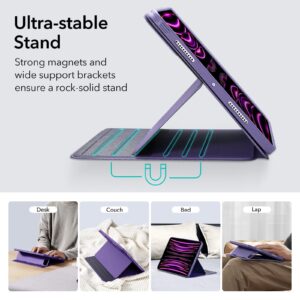 ESR for iPad Pro 12.9 Case (6th/5th Generation, 2022/2021), Removable Magnetic Cover, Adjustable Portrait/Landscape Stand with Raised Display View, 9 Standing Angles, Shift Series, Purple