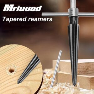 Mriuuod Hand Reamer Tool, Tapered Reamer Set, 3-13mm(1/8''-1/2'') & 5-16mm(½"-5/8") Bridge Pin Hole Handle Tapered Reamers 6 Fluted Chamfer Reaming Guitar Woodworker Luthier Tool