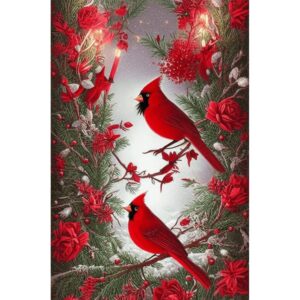 jfyhab 5d diamond painting kits for adults full drill north american cardinal kit embroidery rhinestone painting round drill cardinal birds paint with diamond for christmas home wall decor 12x16